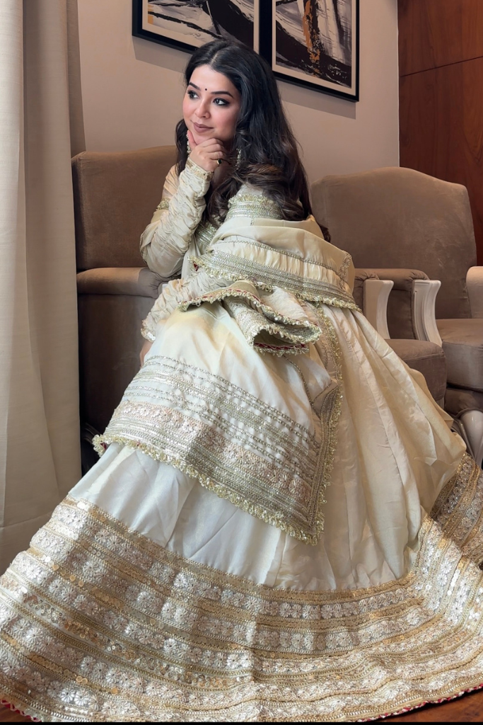 MOST TRENDING OFF WHITE COLOR EMBROIDERY SEQUENCE WORK ANARKALI GOWN
