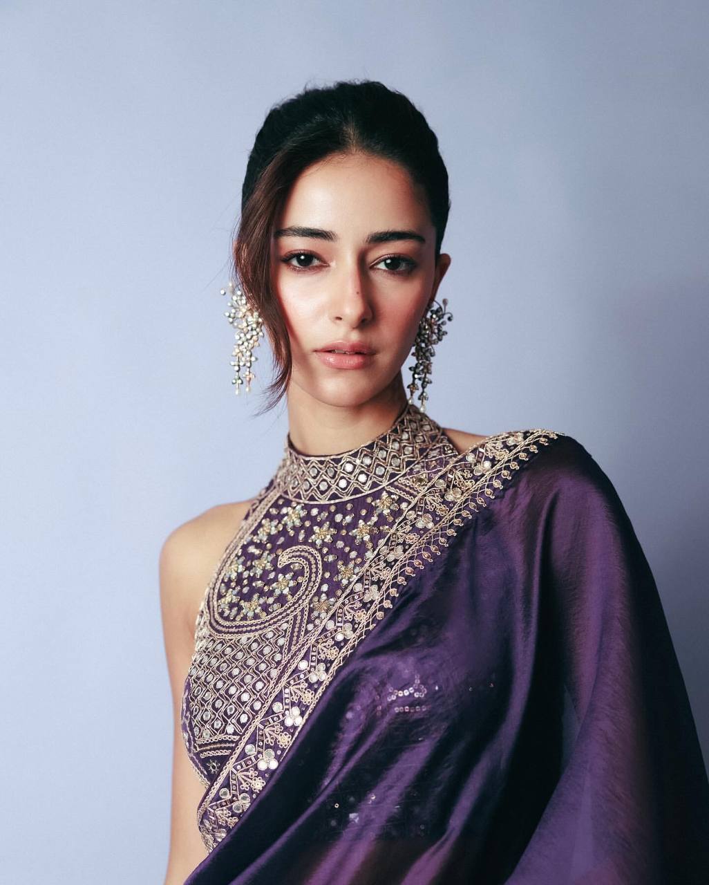 BOLLYWOOD CELEBRITY EMBROIDERED SEQUENCE SAREE WITH FANCY BLOUSE
