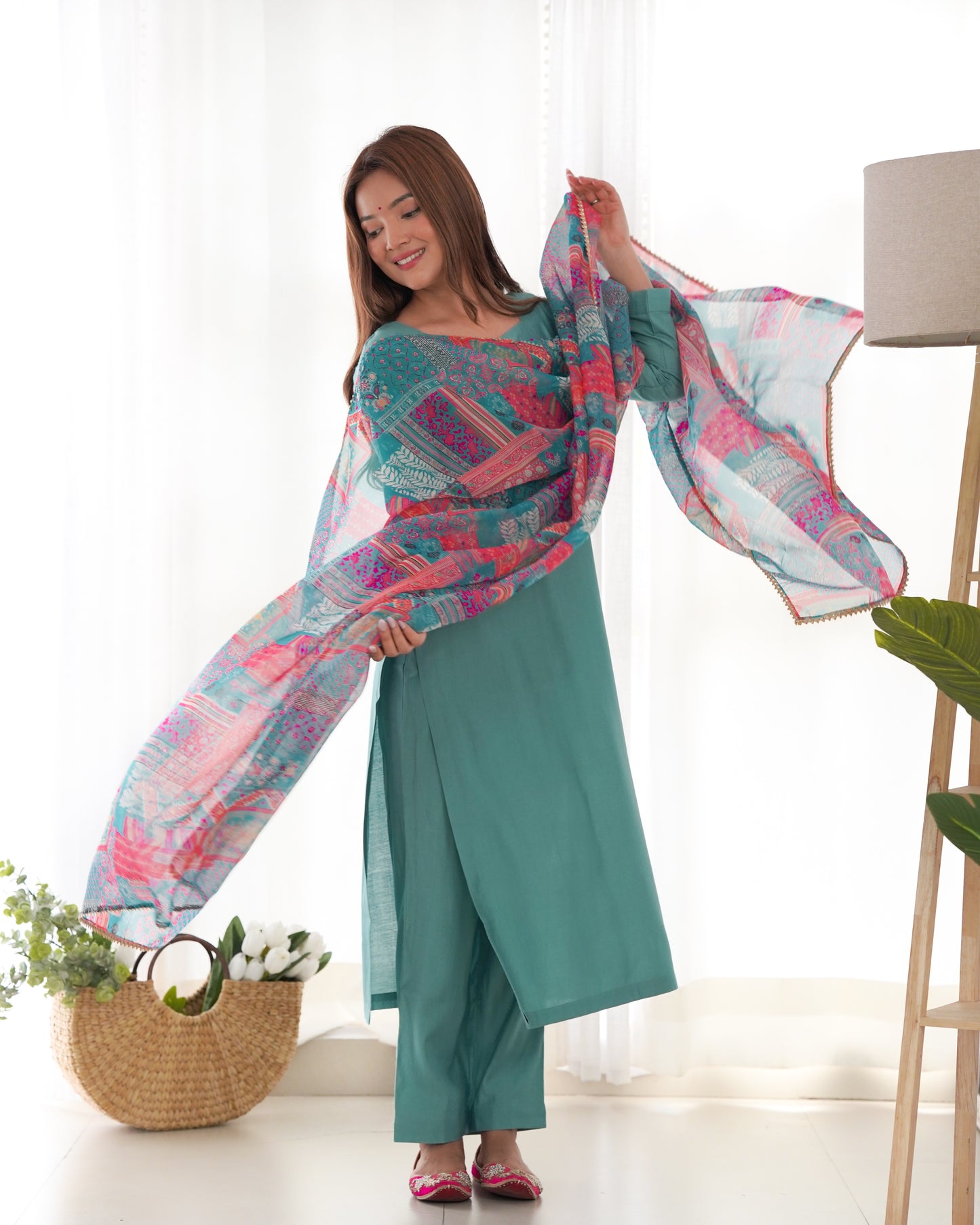 SEA GREEN COLOR VISCOSE READY TO WEAR KURTI SET OF 3