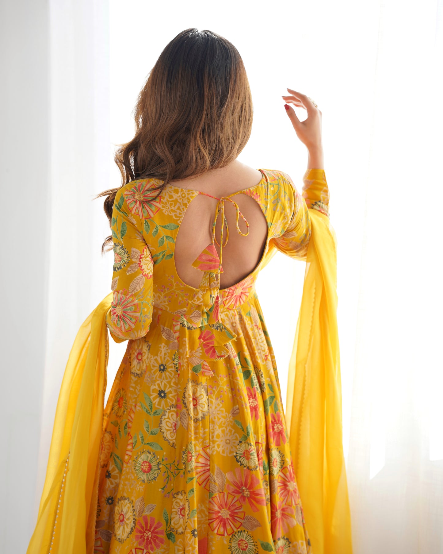 YELLOW COLOR ROMAN SILK BASE PRINTED PLAZZO SUIT SET OF 3