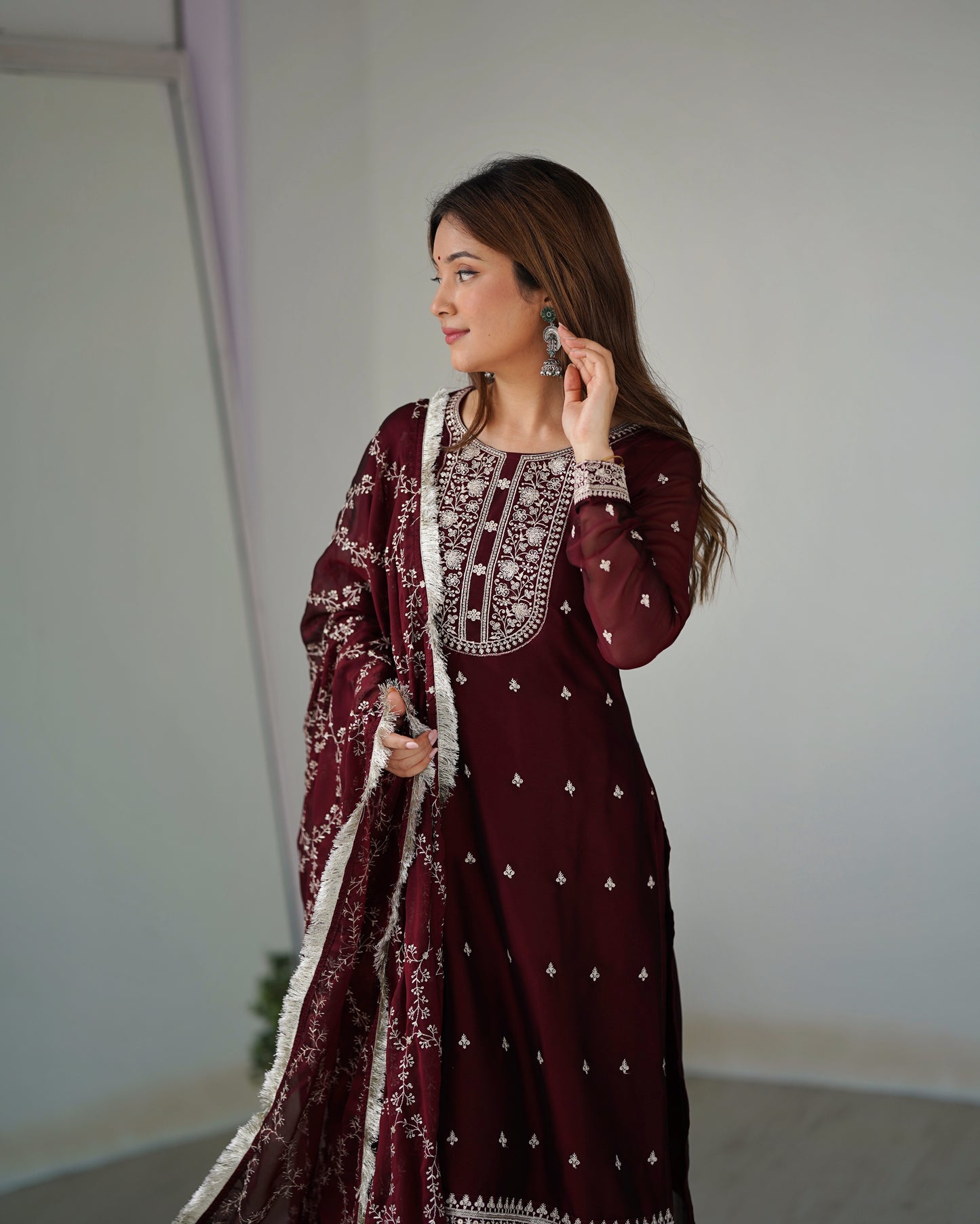 MAROON COLOR RANGOLI SILK KURTI SET OF 3