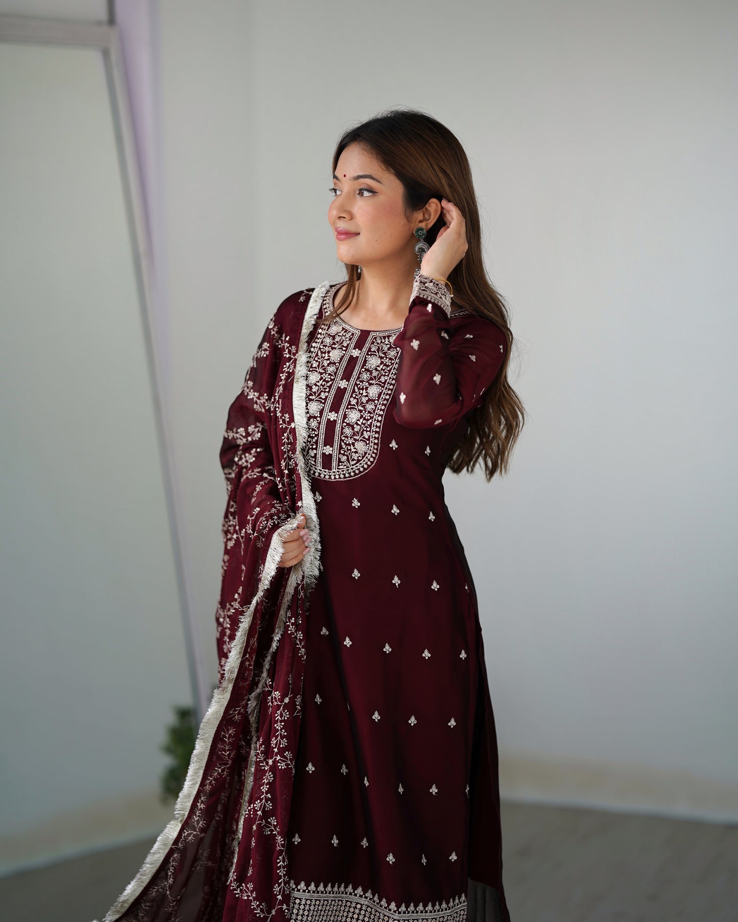 MAROON COLOR RANGOLI SILK KURTI SET OF 3