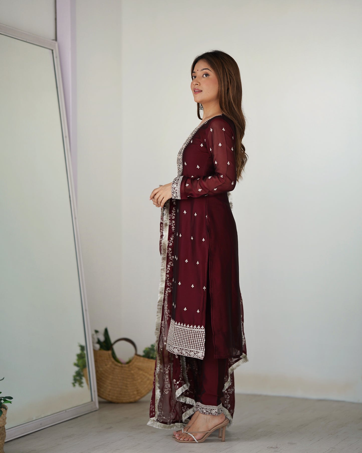 MAROON COLOR RANGOLI SILK KURTI SET OF 3