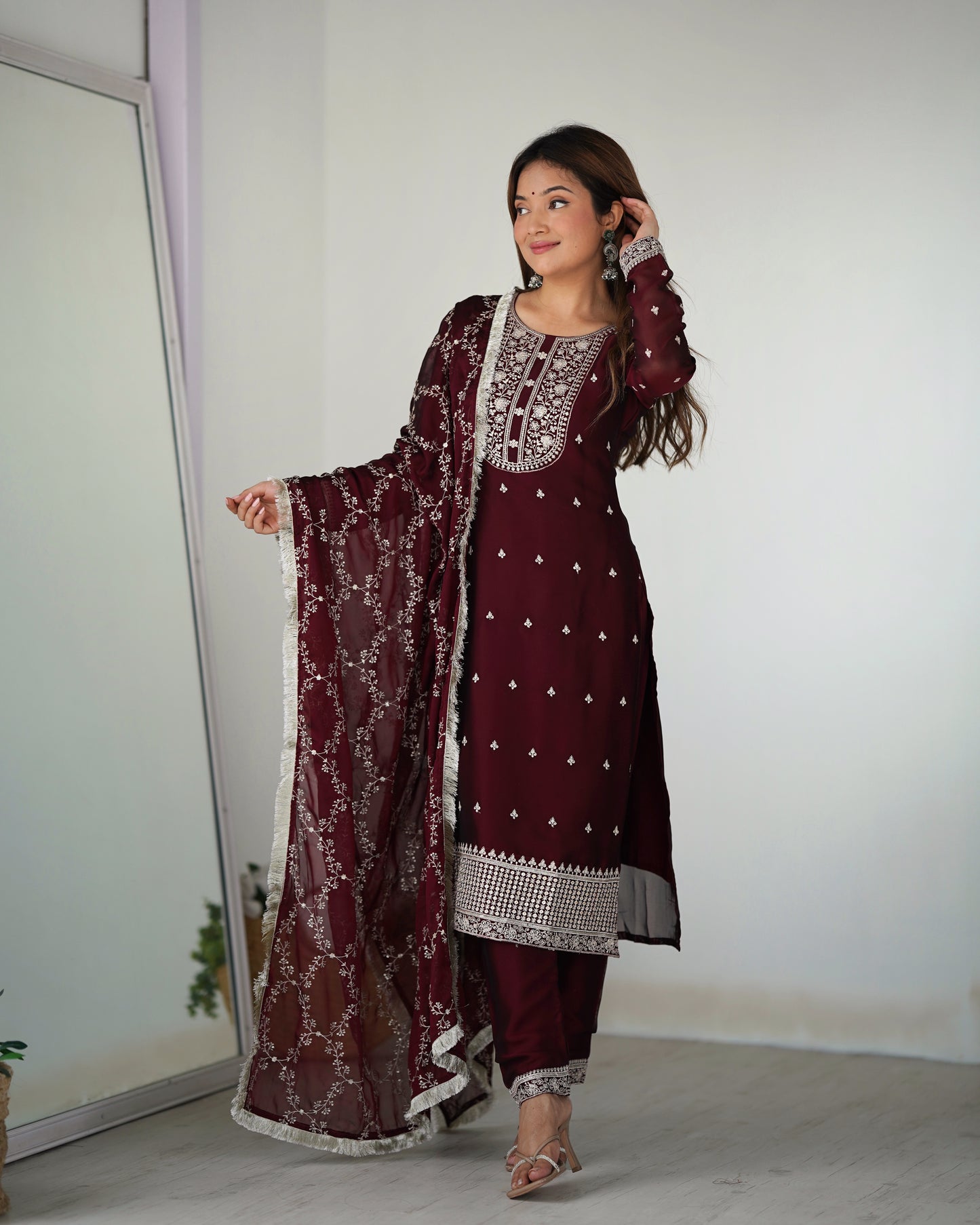 MAROON COLOR RANGOLI SILK KURTI SET OF 3