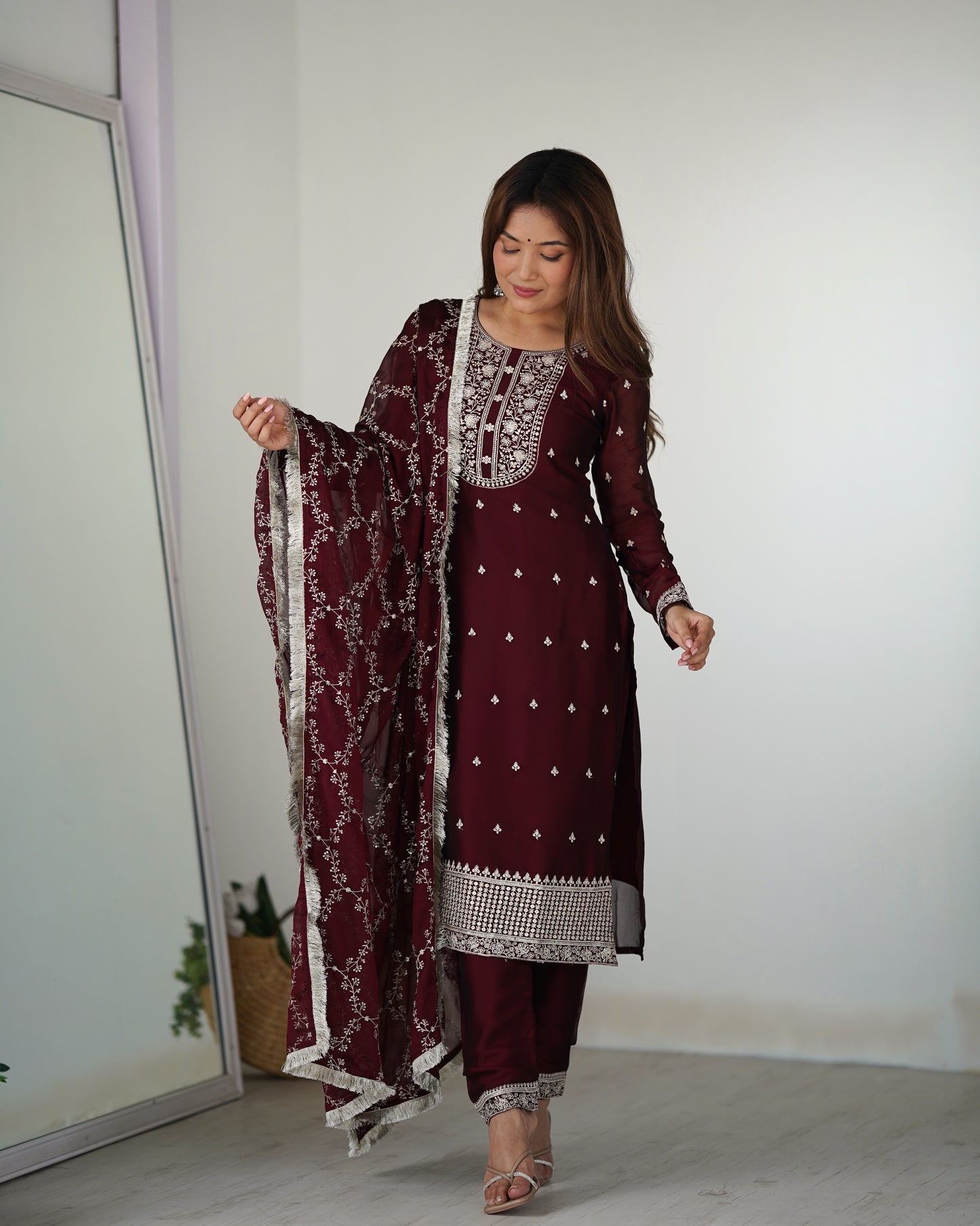 MAROON COLOR RANGOLI SILK KURTI SET OF 3