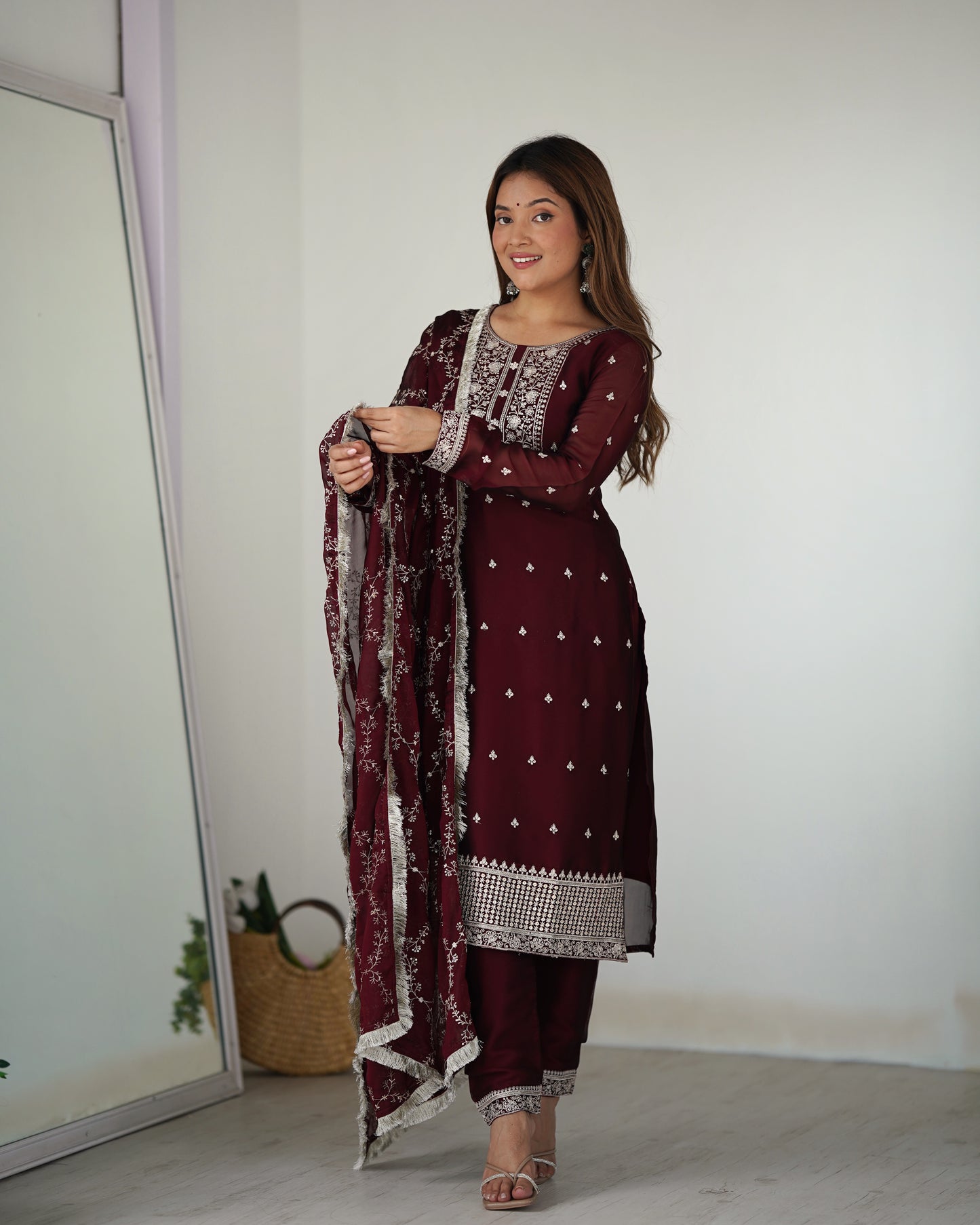 MAROON COLOR RANGOLI SILK KURTI SET OF 3