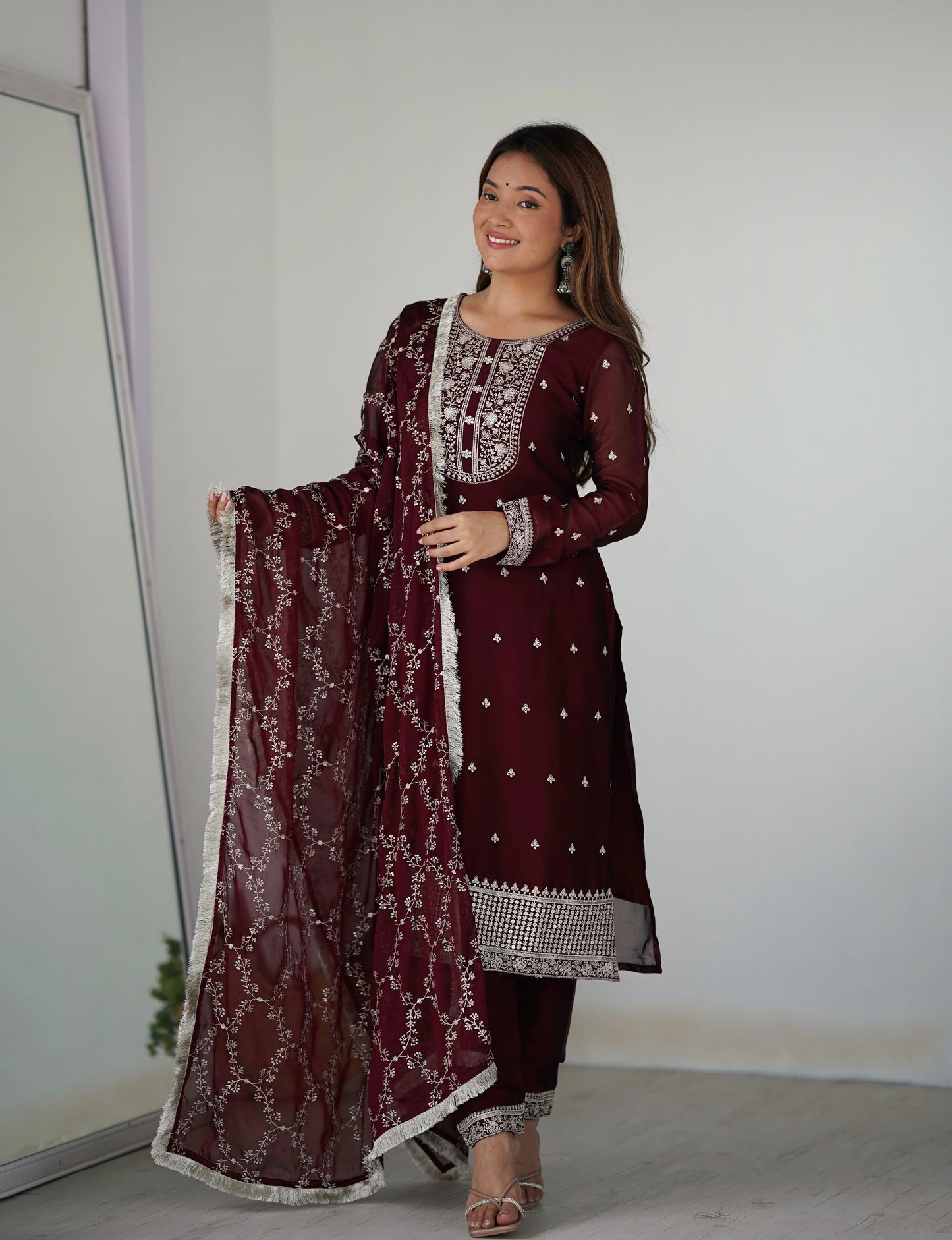 MAROON COLOR RANGOLI SILK KURTI SET OF 3