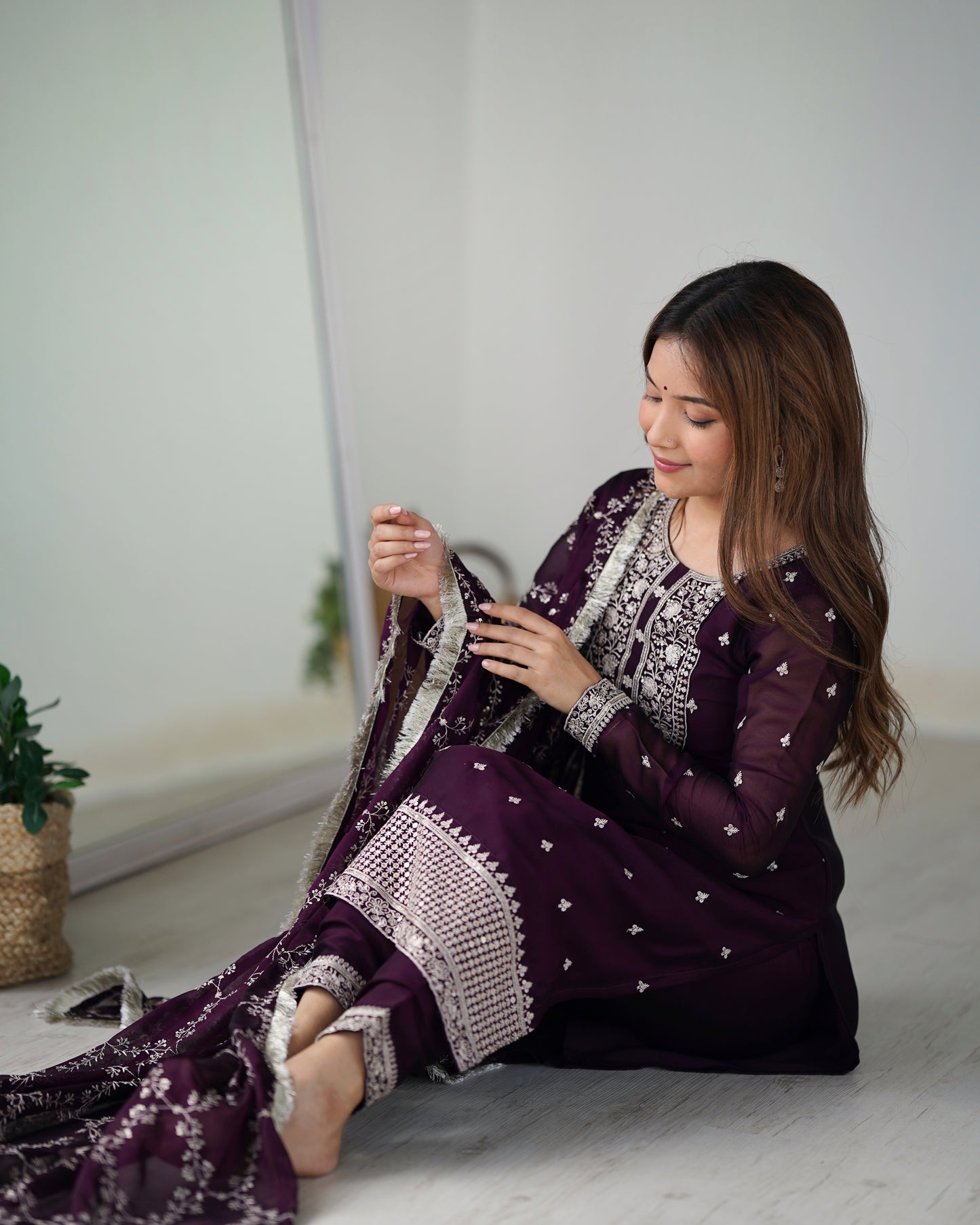 WINE COLOR RANGOLI SILK KURTI SET OF 3