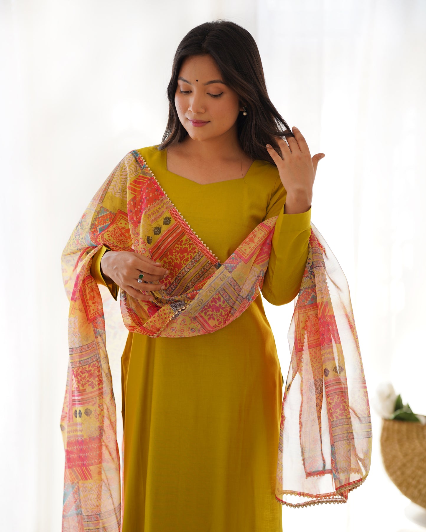 YELLOW COLOR VISCOSE READY TO WEAR KURTI SET OF 3