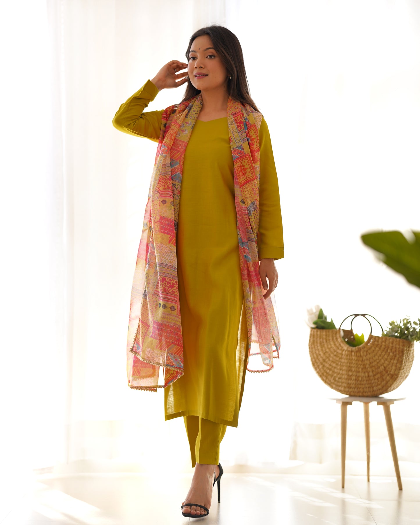 YELLOW COLOR VISCOSE READY TO WEAR KURTI SET OF 3