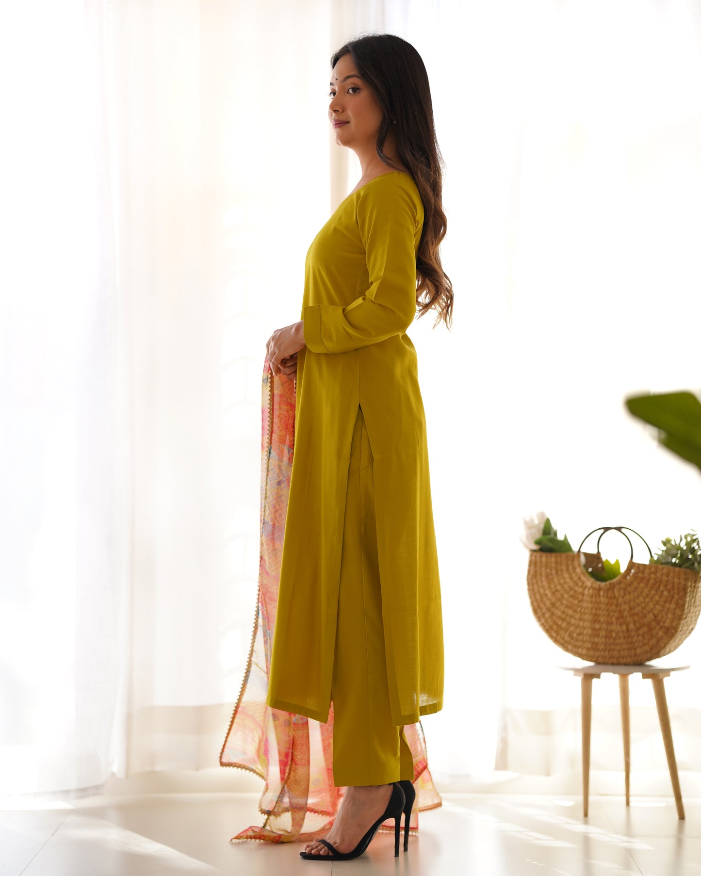 YELLOW COLOR VISCOSE READY TO WEAR KURTI SET OF 3