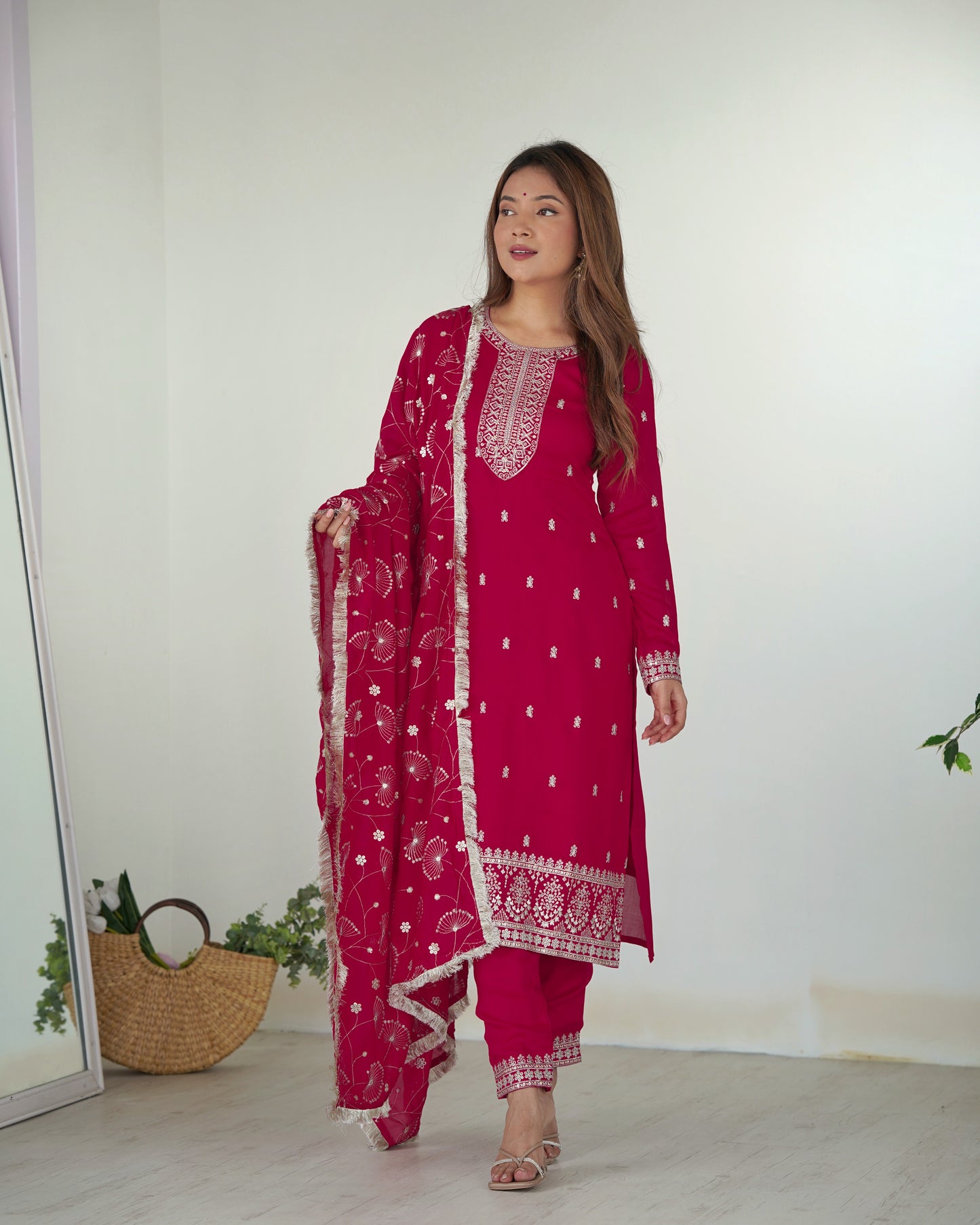 RANI PINK COLOR RANGOLI SILK KURTI SET OF 3