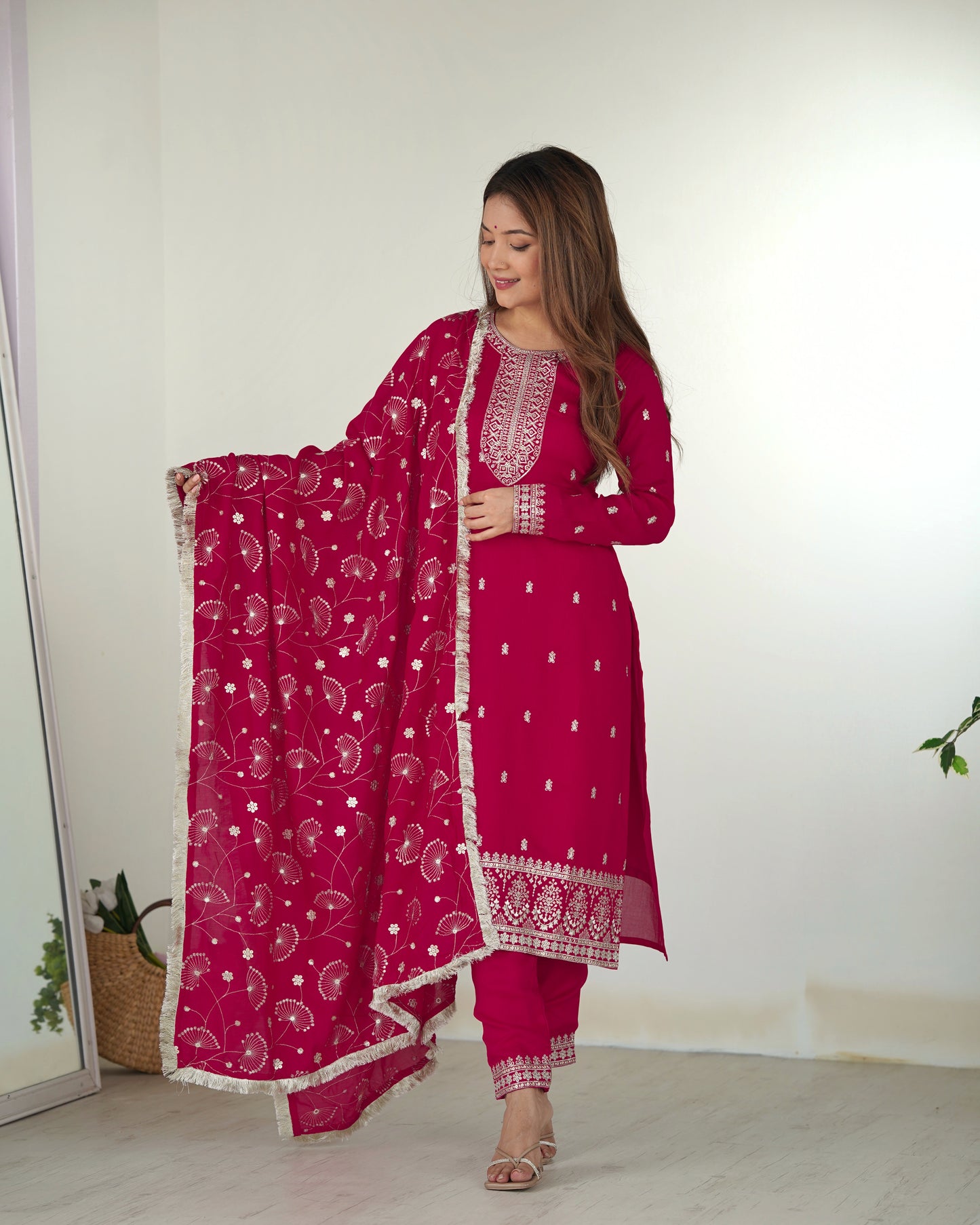 RANI PINK COLOR RANGOLI SILK KURTI SET OF 3
