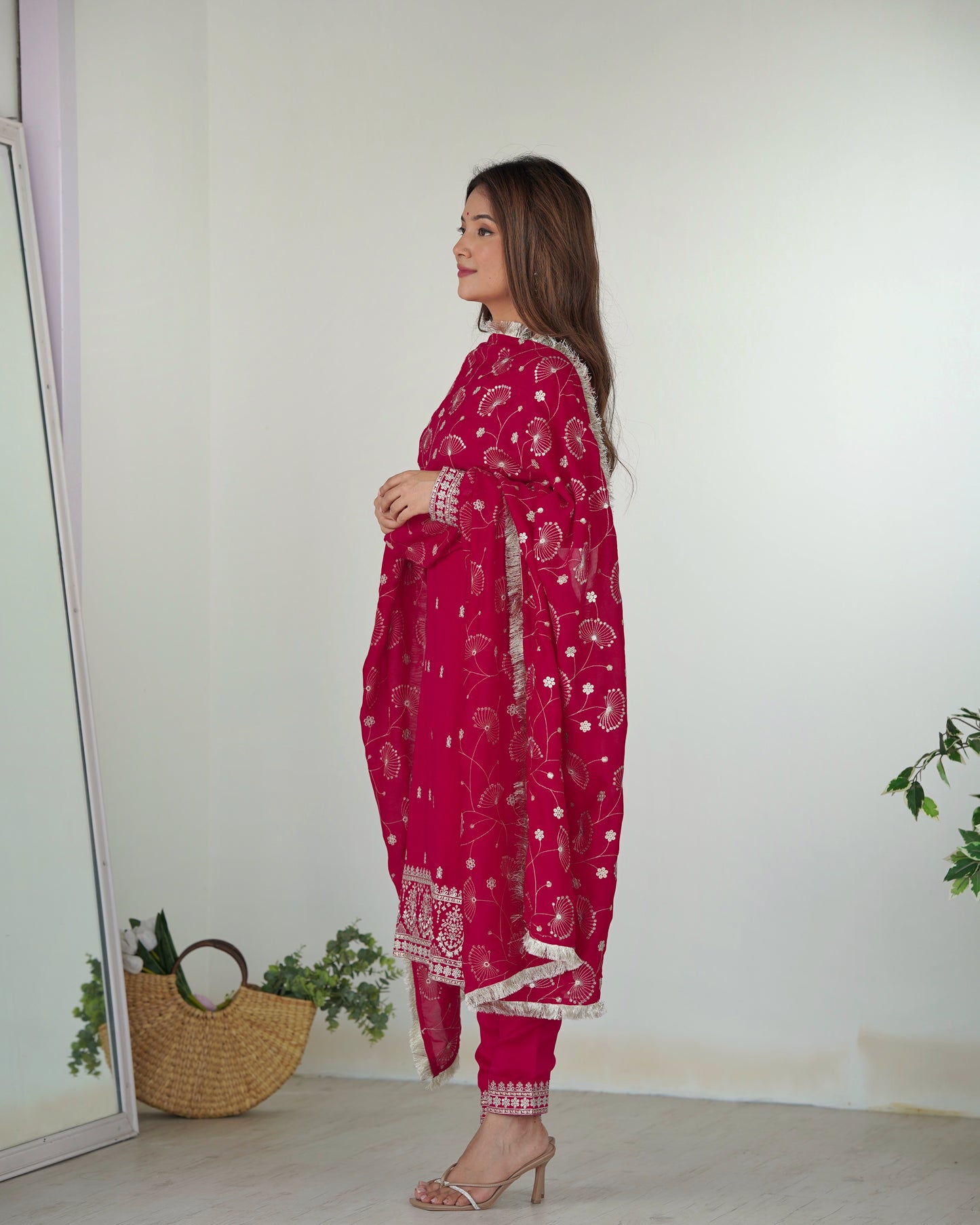 RANI PINK COLOR RANGOLI SILK KURTI SET OF 3