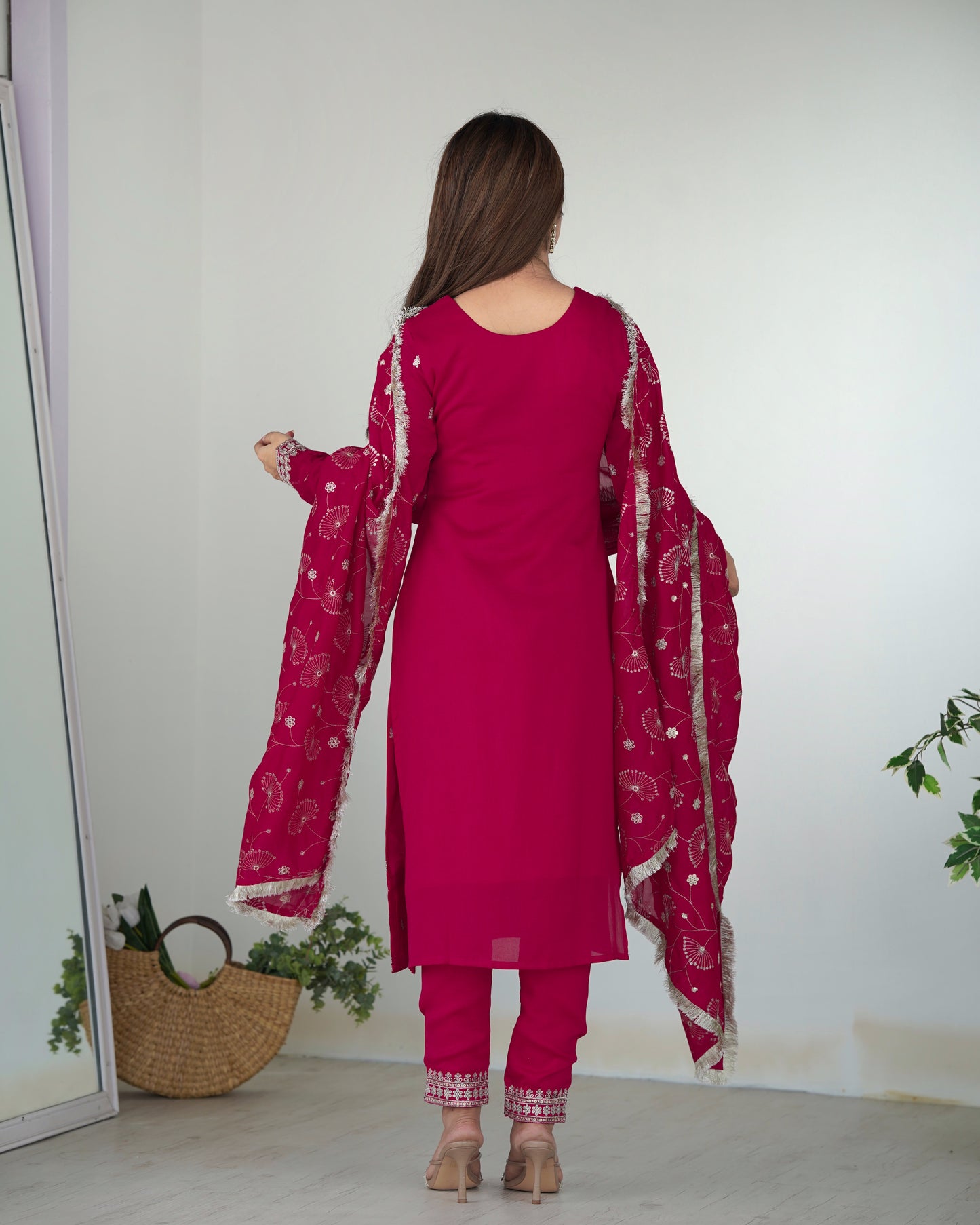 RANI PINK COLOR RANGOLI SILK KURTI SET OF 3