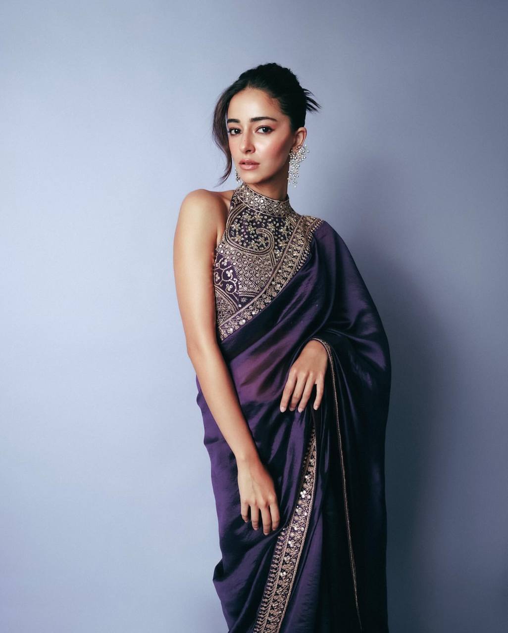 BOLLYWOOD CELEBRITY EMBROIDERED SEQUENCE SAREE WITH FANCY BLOUSE