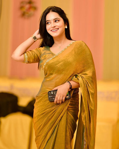 LUXURIOUS SOFT FENDI CHIFFON TWO TONE SAREE