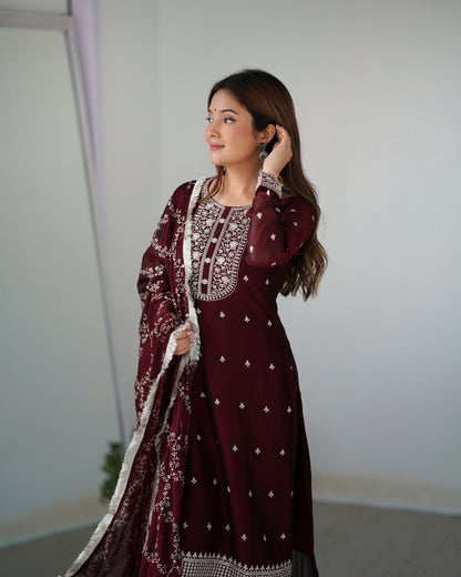 MAROON COLOR RANGOLI SILK KURTI SET OF 3