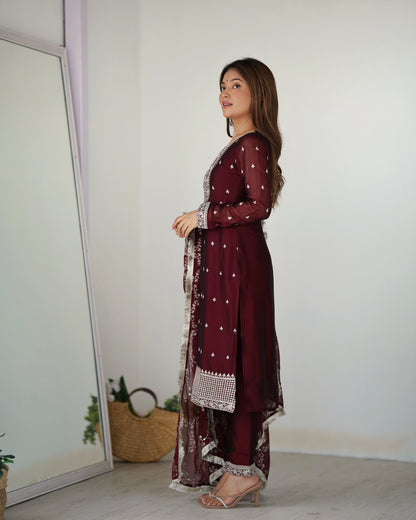MAROON COLOR RANGOLI SILK KURTI SET OF 3