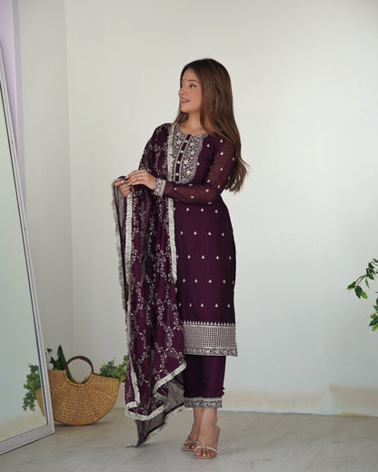 WINE COLOR RANGOLI SILK KURTI SET OF 3