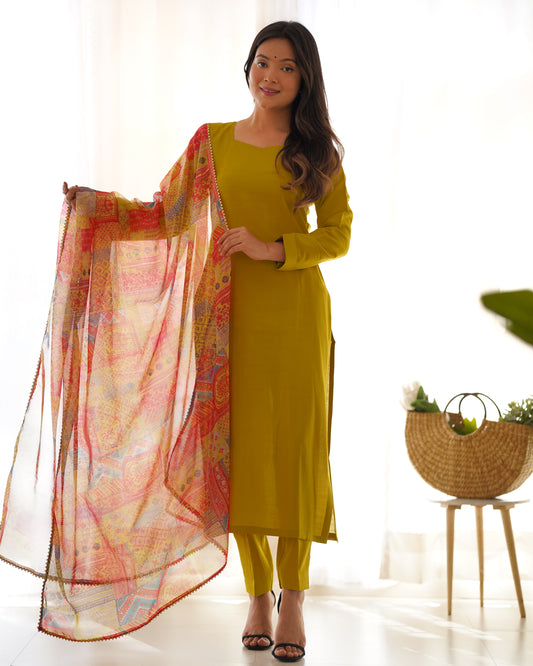 YELLOW COLOR VISCOSE READY TO WEAR KURTI SET OF 3