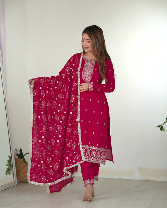 RANI PINK COLOR RANGOLI SILK KURTI SET OF 3