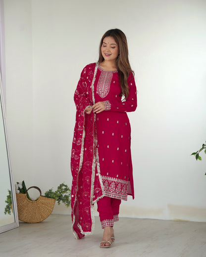 RANI PINK COLOR RANGOLI SILK KURTI SET OF 3