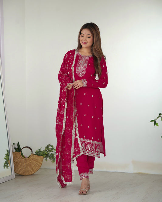 RANI PINK COLOR RANGOLI SILK KURTI SET OF 3