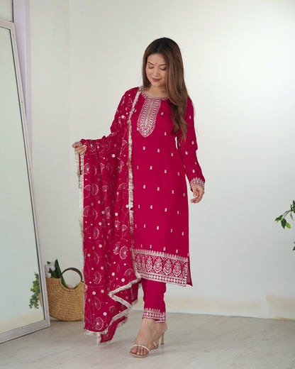 RANI PINK COLOR RANGOLI SILK KURTI SET OF 3