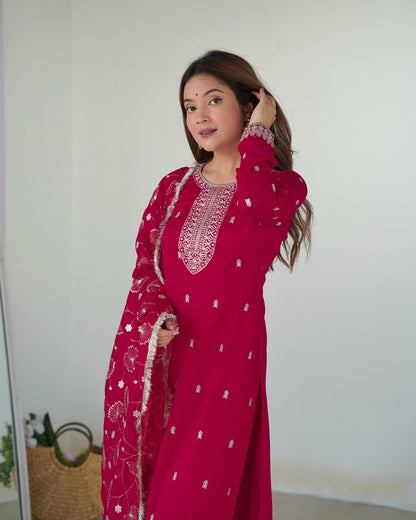 RANI PINK COLOR RANGOLI SILK KURTI SET OF 3